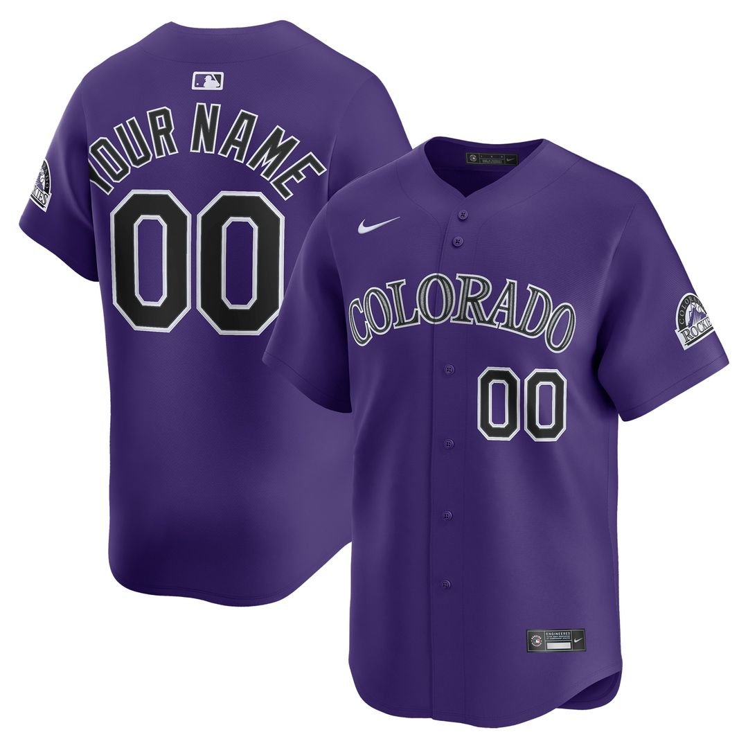 Colorado Rockies Nike Alternate Limited Custom Jersey - Purple Official MLB Team Apparel Baseball Fan Gear