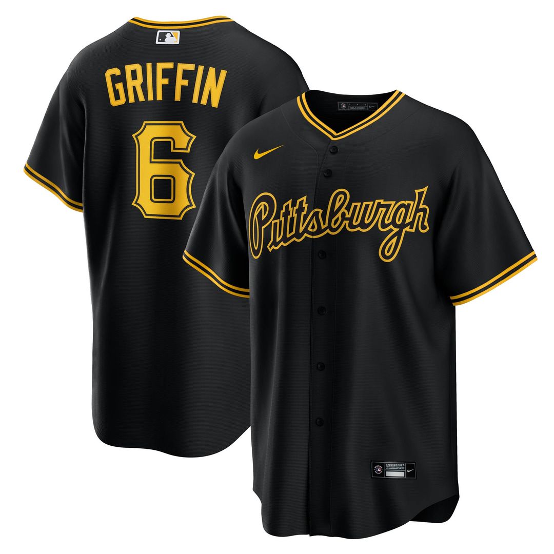 Konnor Griffin Pittsburgh Pirates Nike Alternate Replica Jersey - Black Official MLB Team Apparel Baseball Fan Gear