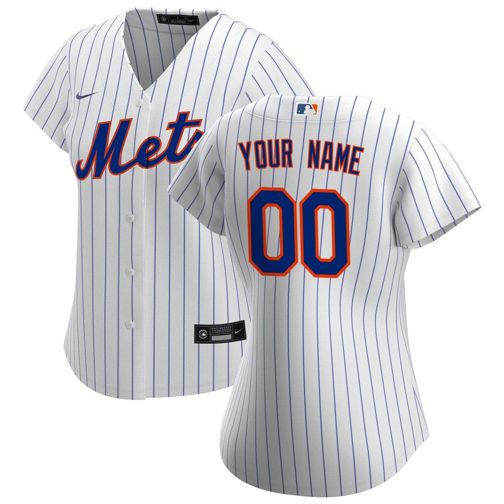 New York Mets Nike Women's Home Replica Custom Jersey - White Official MLB Team Apparel Baseball Fan Gear