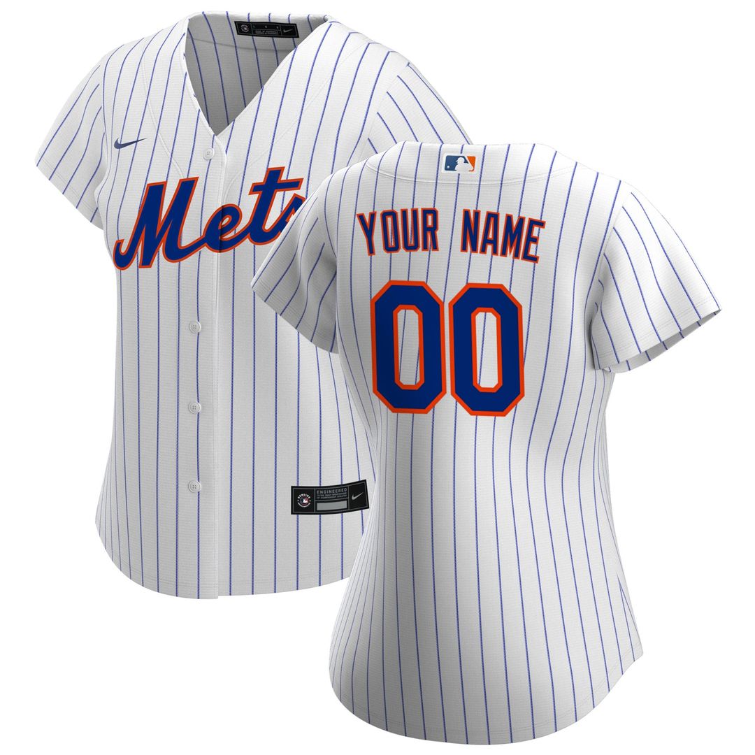 New York Mets Nike Women's Home Replica Custom Jersey - White Official MLB Team Apparel Baseball Fan Gear