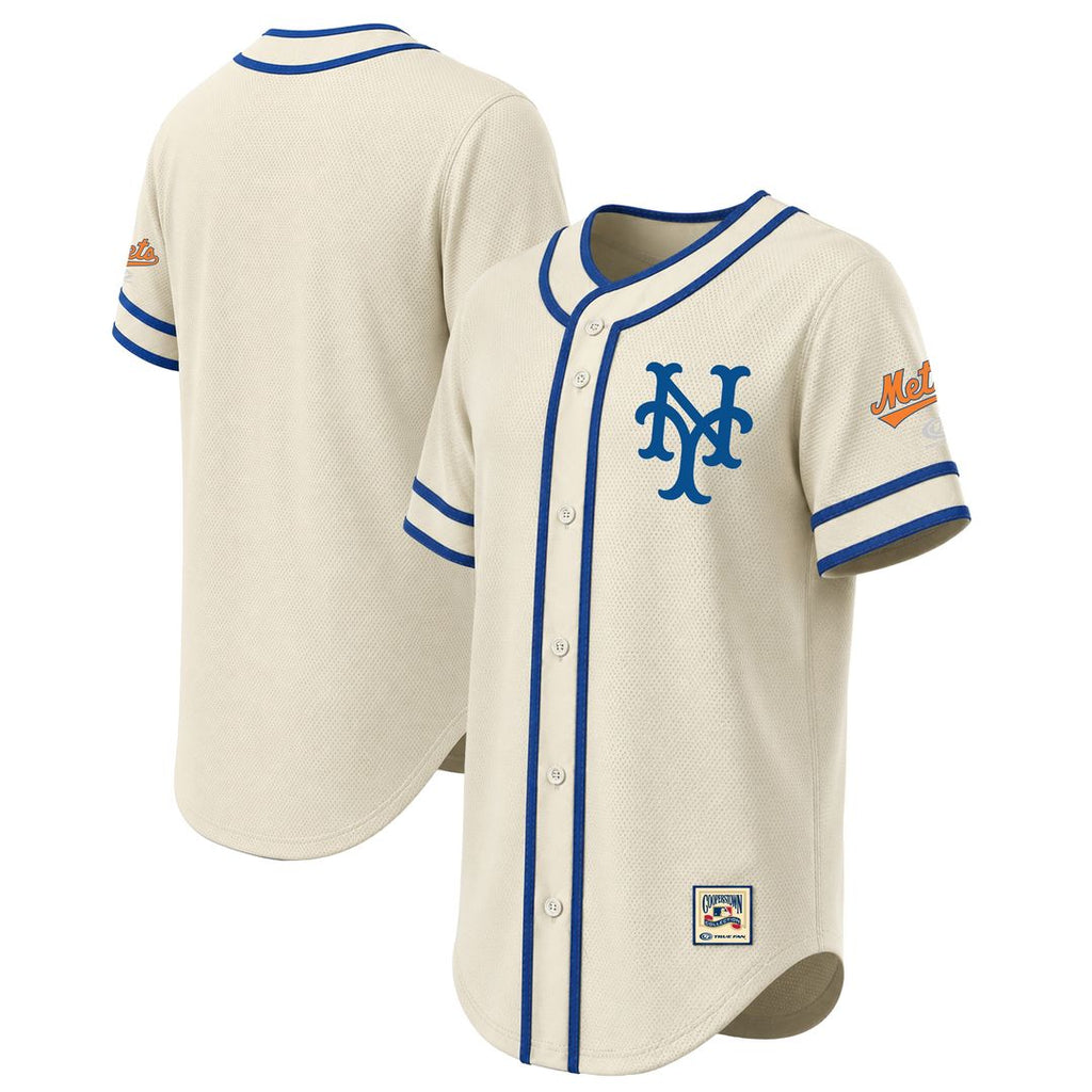 New York Mets Stitches Throwback Fashion Jersey - Natural Official MLB Team Apparel Baseball Fan Gear