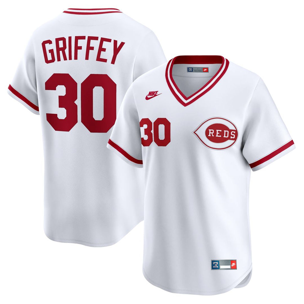 Ken Griffey Cincinnati Reds Nike Throwback Cooperstown Collection Limited Jersey - White Official MLB Team Apparel Baseball Fan Gear
