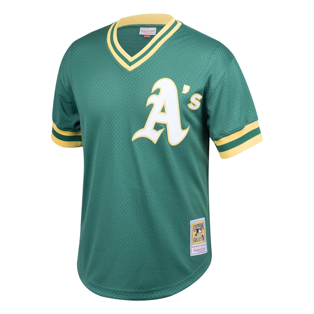 Rickey Henderson Athletics Mitchell & Ness Cooperstown Collection Big & Tall Mesh Batting Practice Jersey - Green Official MLB Team Apparel Baseball F
