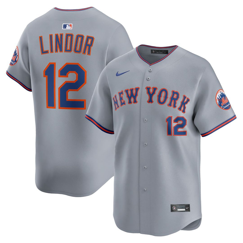 Francisco Lindor New York Mets Nike Road Limited Player Jersey - Gray Official MLB Team Apparel Baseball Fan Gear