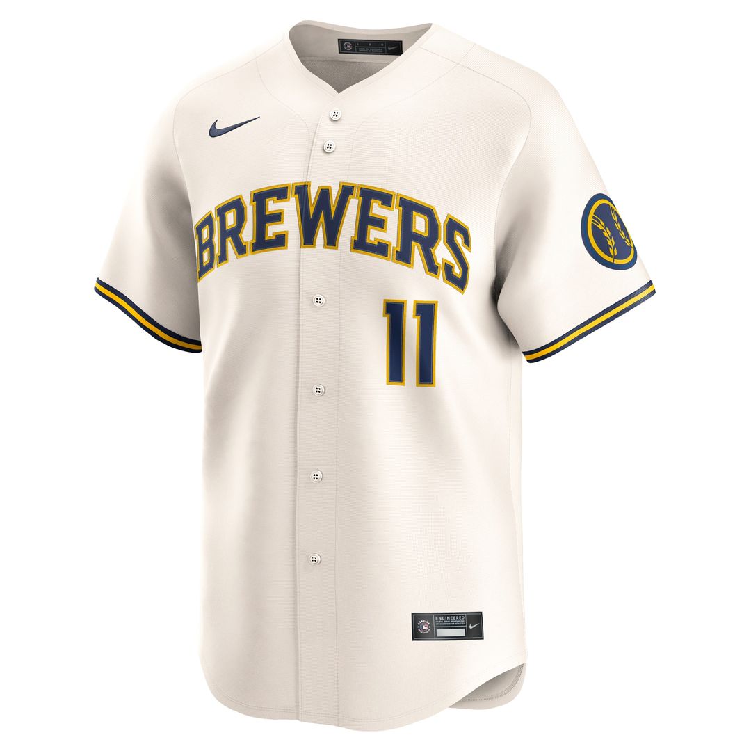 Jackson Chourio Milwaukee Brewers Nike Home Limited Jersey - Cream Official MLB Team Apparel Baseball Fan Gear