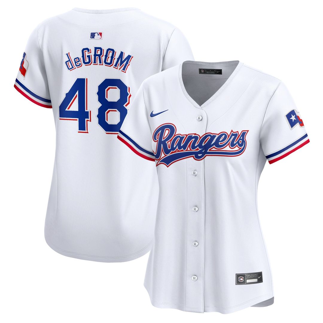 Jacob deGrom Texas Rangers Nike Women's Home Limited Player Jersey - White Official MLB Team Apparel Baseball Fan Gear
