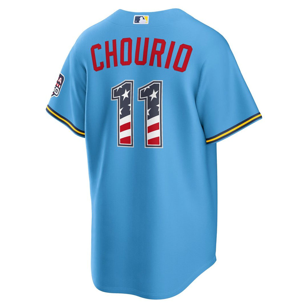 Jackson Chourio Milwaukee Brewers Nike USA 250 Fourth of July Road Stadium Jersey - Light Blue Official MLB Team Apparel Baseball Fan Gear