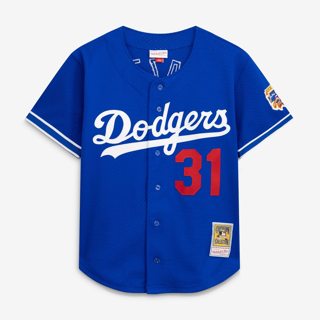 Mike Piazza Los Angeles Dodgers Mitchell & Ness Cooperstown Collection Mesh Batting Practice Button-Up Jersey - Royal Official MLB Team Apparel Baseba