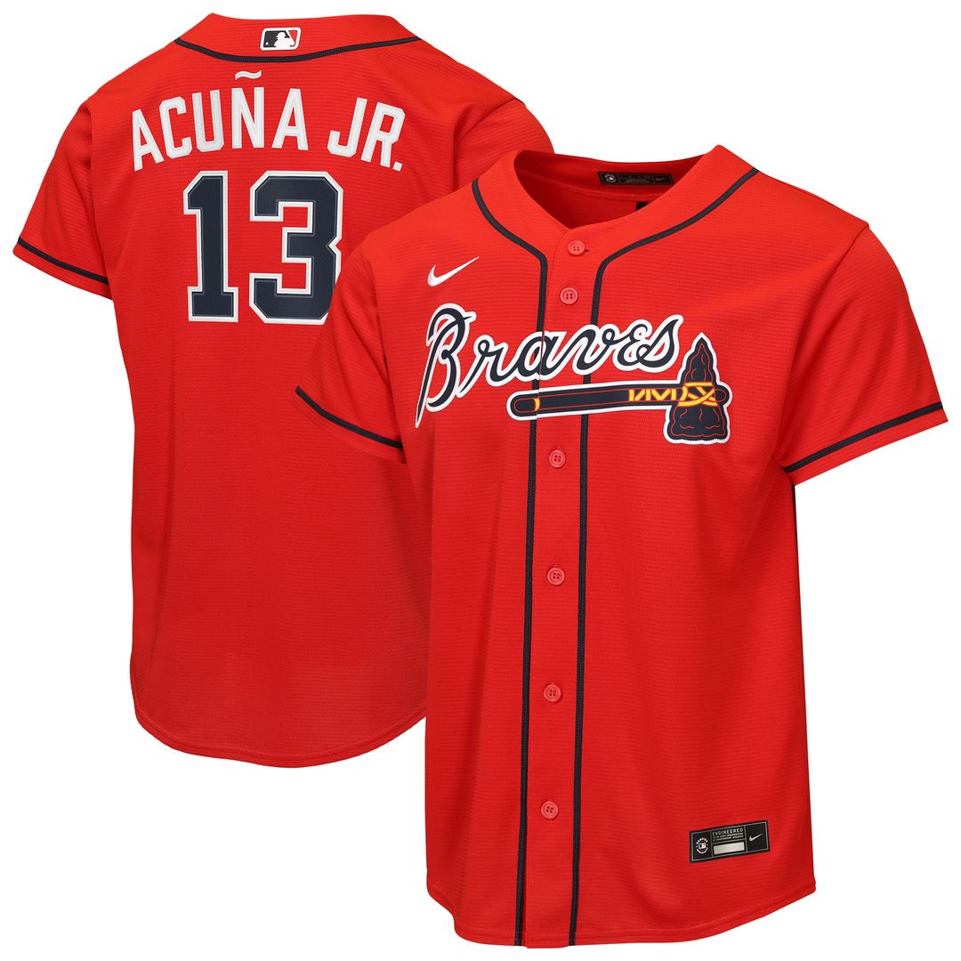 Ronald Acuña Jr. Atlanta Braves Nike Youth Road Replica Jersey - Gray Official MLB Team Apparel Baseball Fan Gear