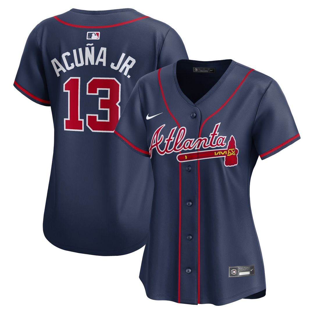 Ronald Acuña Jr. Atlanta Braves Nike Women's Alternate Limited Player Jersey – Navy Official MLB Team Apparel Baseball Fan Gear