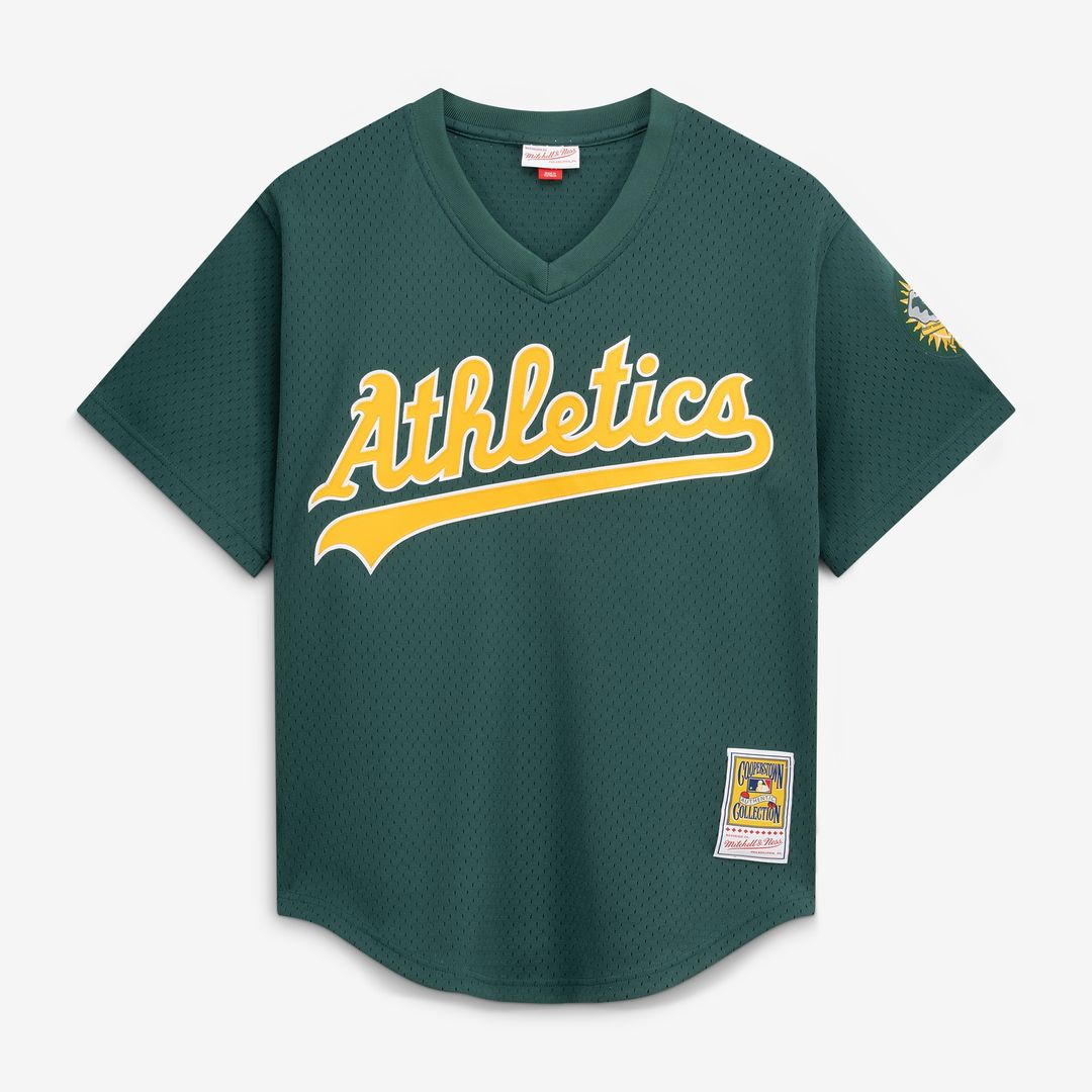 Rickey Henderson Athletics Mitchell & Ness Authentic Batting Practice Jersey - Green Official MLB Team Apparel Baseball Fan Gear