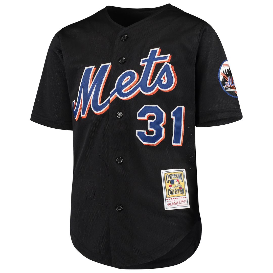 Mike Piazza New York Mets Mitchell & Ness Youth Cooperstown Collection Mesh Batting Practice Jersey - Black Official MLB Team Apparel Baseball Fan Gea