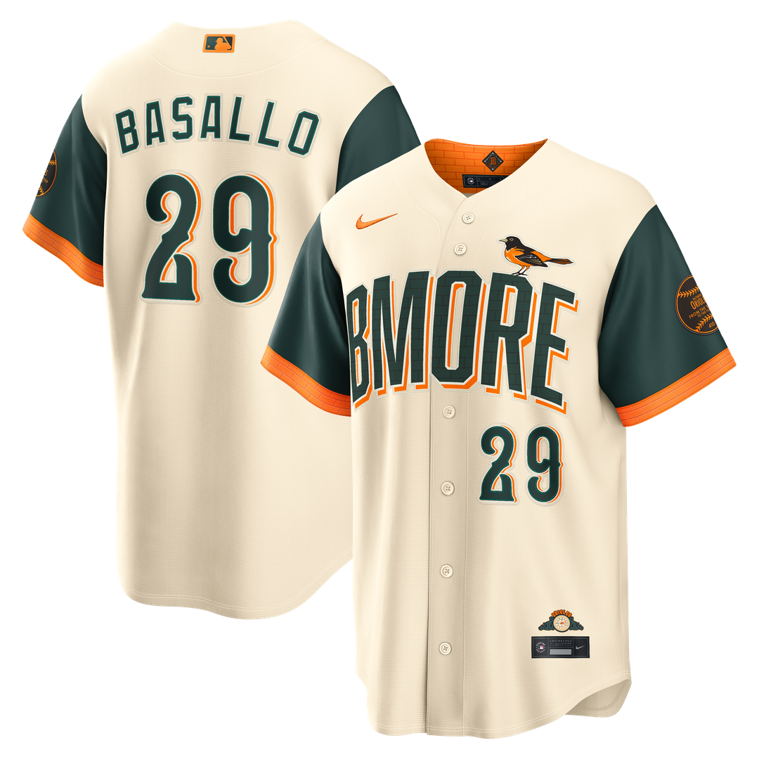 Samuel Basallo Baltimore Orioles Nike 2026 City Connect Stadium Jersey - Cream Official MLB Team Apparel Baseball Fan Gear