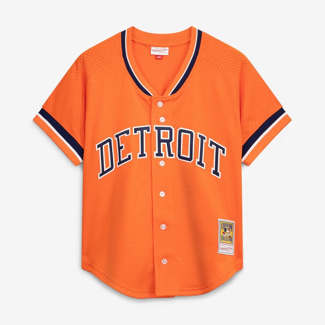 Kirk Gibson Detroit Tigers Mitchell & Ness Cooperstown Collection Mesh Batting Practice Button-Up Jersey - Orange Official MLB Team Apparel Baseball F