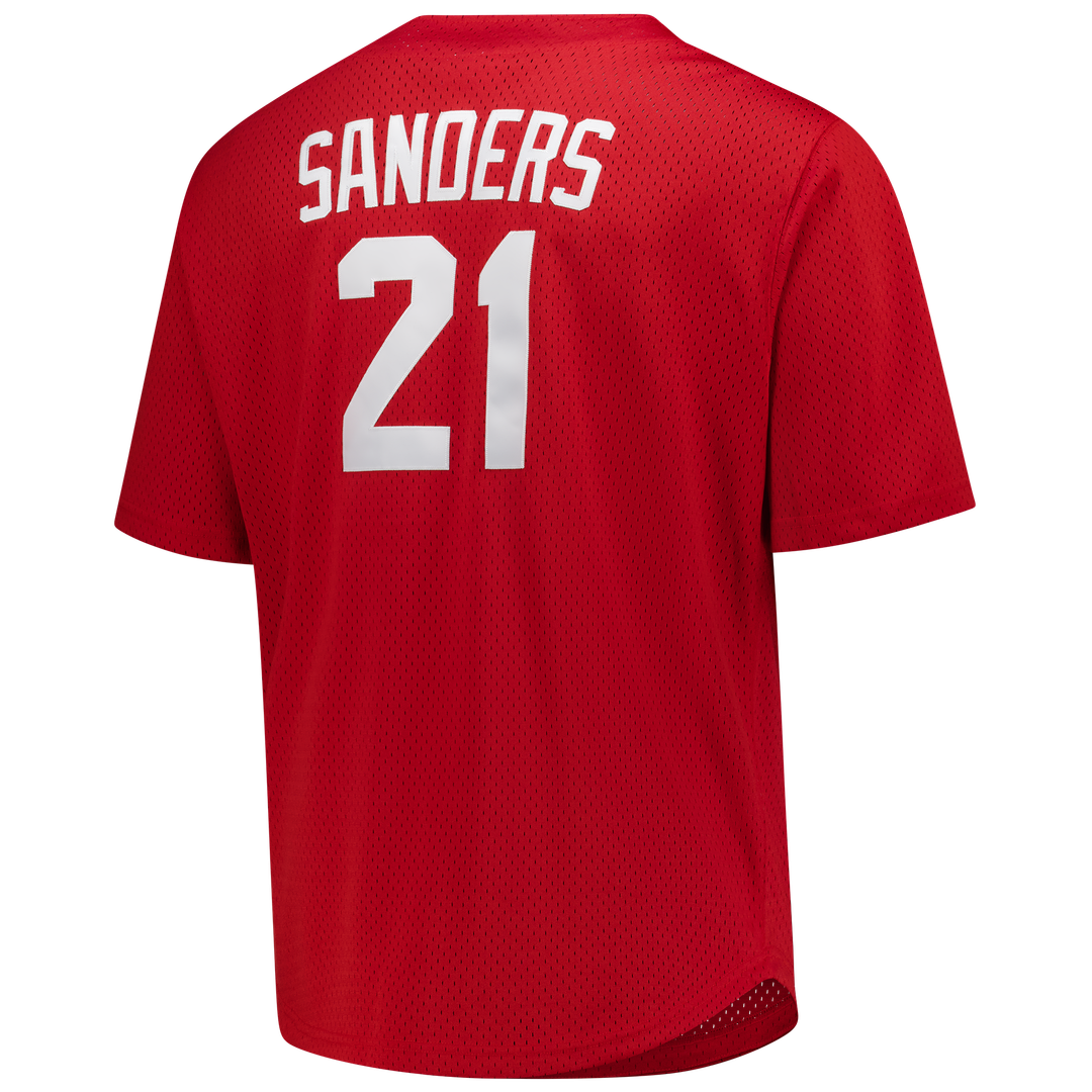 Deion Sanders Cincinnati Reds Mitchell & Ness Big & Tall Cooperstown Mesh Batting Practice Jersey - Red Official MLB Team Apparel Baseball Fan Gear
