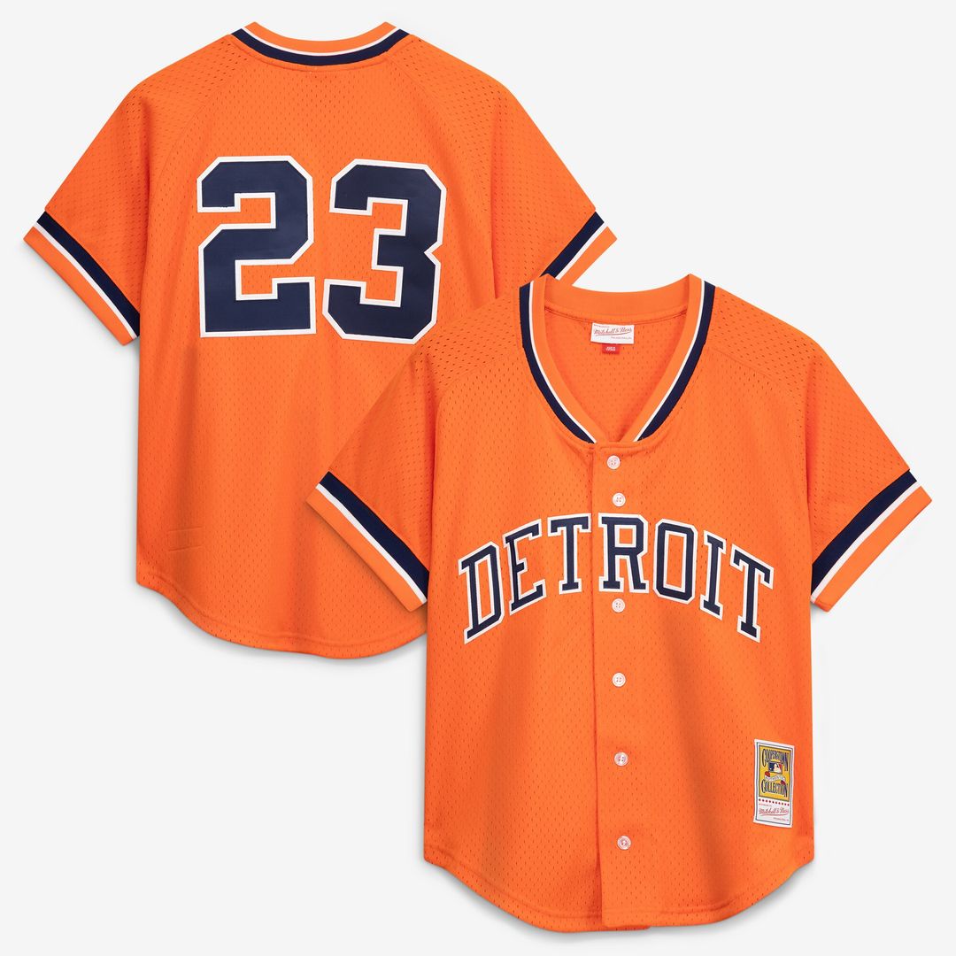 Kirk Gibson Detroit Tigers Mitchell & Ness Cooperstown Collection Mesh Batting Practice Button-Up Jersey - Orange Official MLB Team Apparel Baseball F