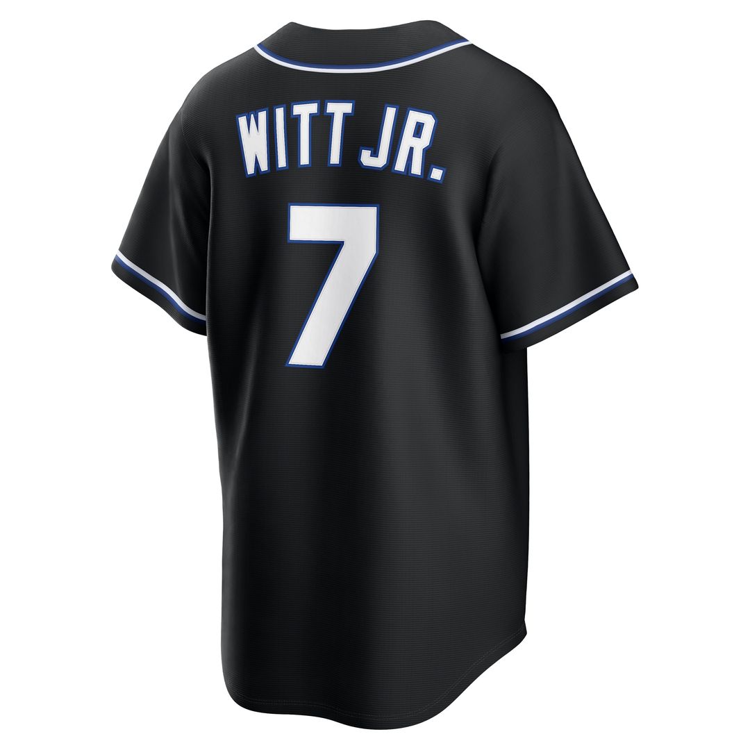 Bobby Witt Jr. Kansas City Royals Nike Fashion Replica Black Out Jersey Official MLB Team Apparel Baseball Fan Gear