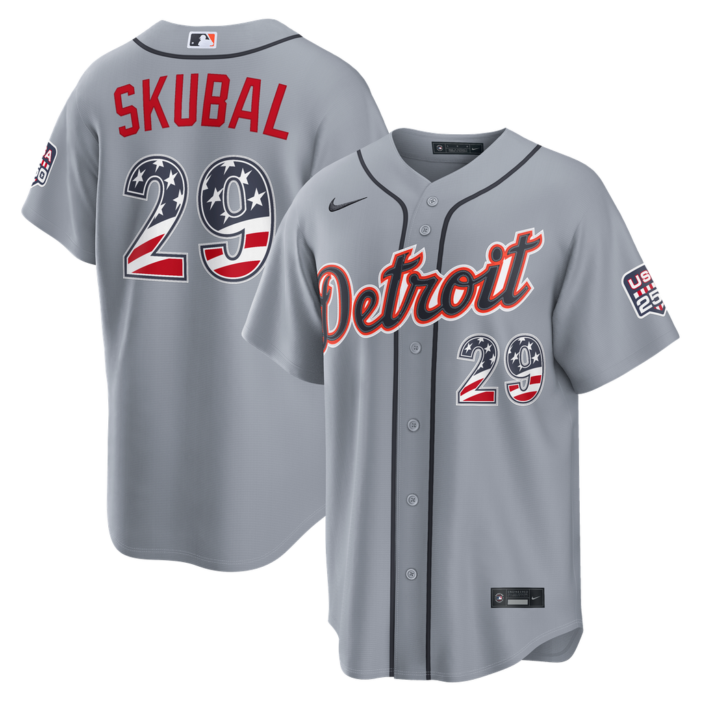 Tarik Skubal Detroit Tigers Nike USA 250 Fourth of July Road Stadium Jersey - Gray Official MLB Team Apparel Baseball Fan Gear