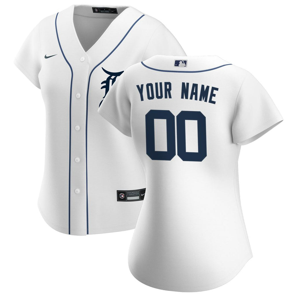Detroit Tigers Nike Women's Home Replica Custom Jersey - White Official MLB Team Apparel Baseball Fan Gear
