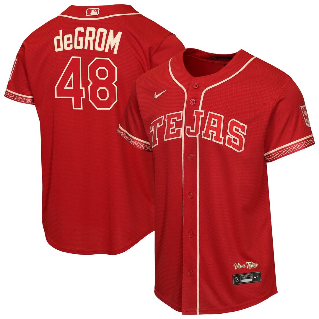 Jacob deGrom Texas Rangers Nike Youth 2026 City Connect Stadium Jersey - Red Official MLB Team Apparel Baseball Fan Gear