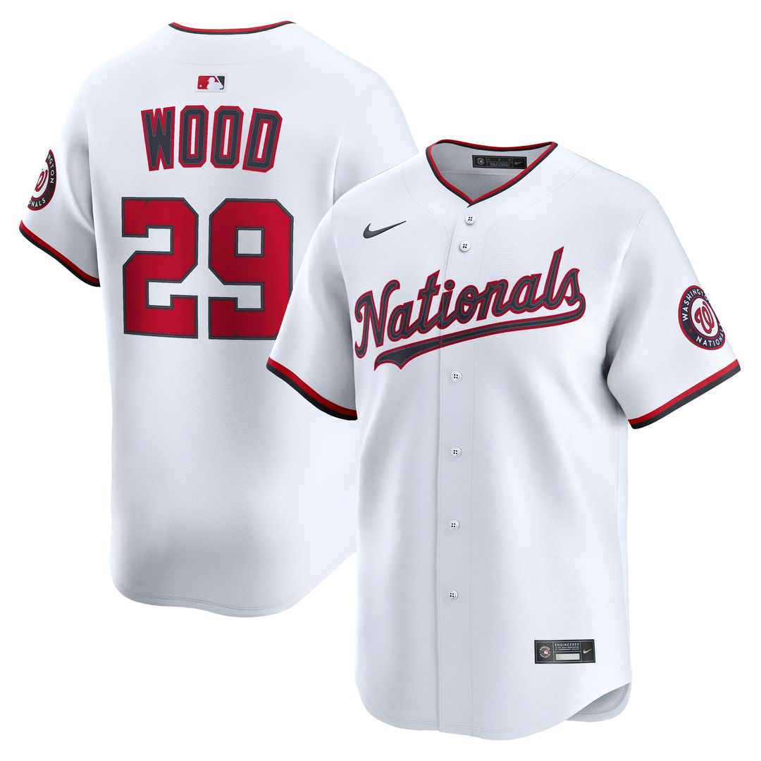 James Wood Washington Nationals Nike Home Limited Jersey - White Official MLB Team Apparel Baseball Fan Gear