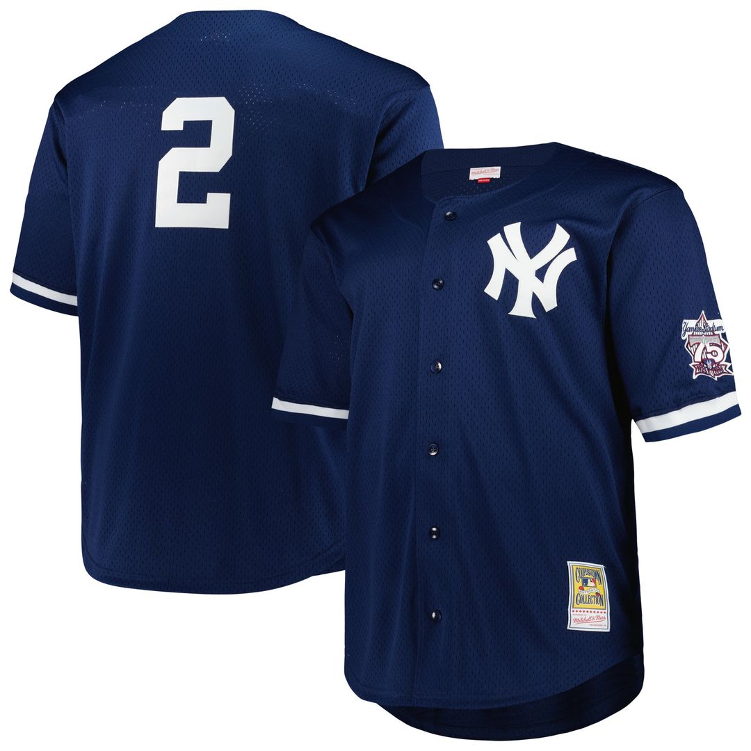 Derek Jeter New York Yankees Mitchell & Ness Big & Tall Cooperstown Mesh Batting Practice Jersey - Navy Official MLB Team Apparel Baseball Fan Gear