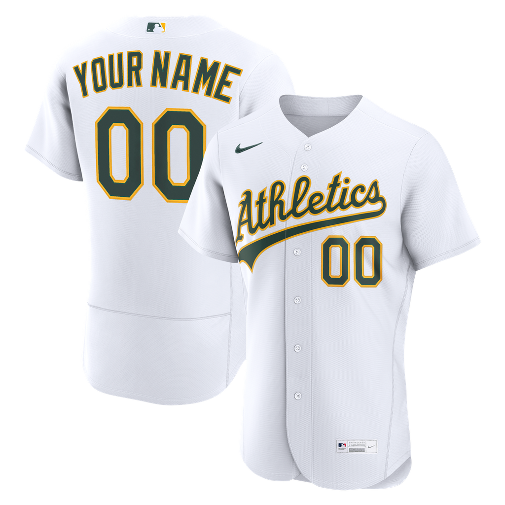 Athletics Nike Home Authentic Custom Jersey - White Official MLB Team Apparel Baseball Fan Gear