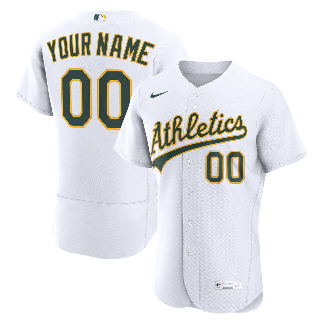 Athletics Nike Home Authentic Custom Jersey - White Official MLB Team Apparel Baseball Fan Gear
