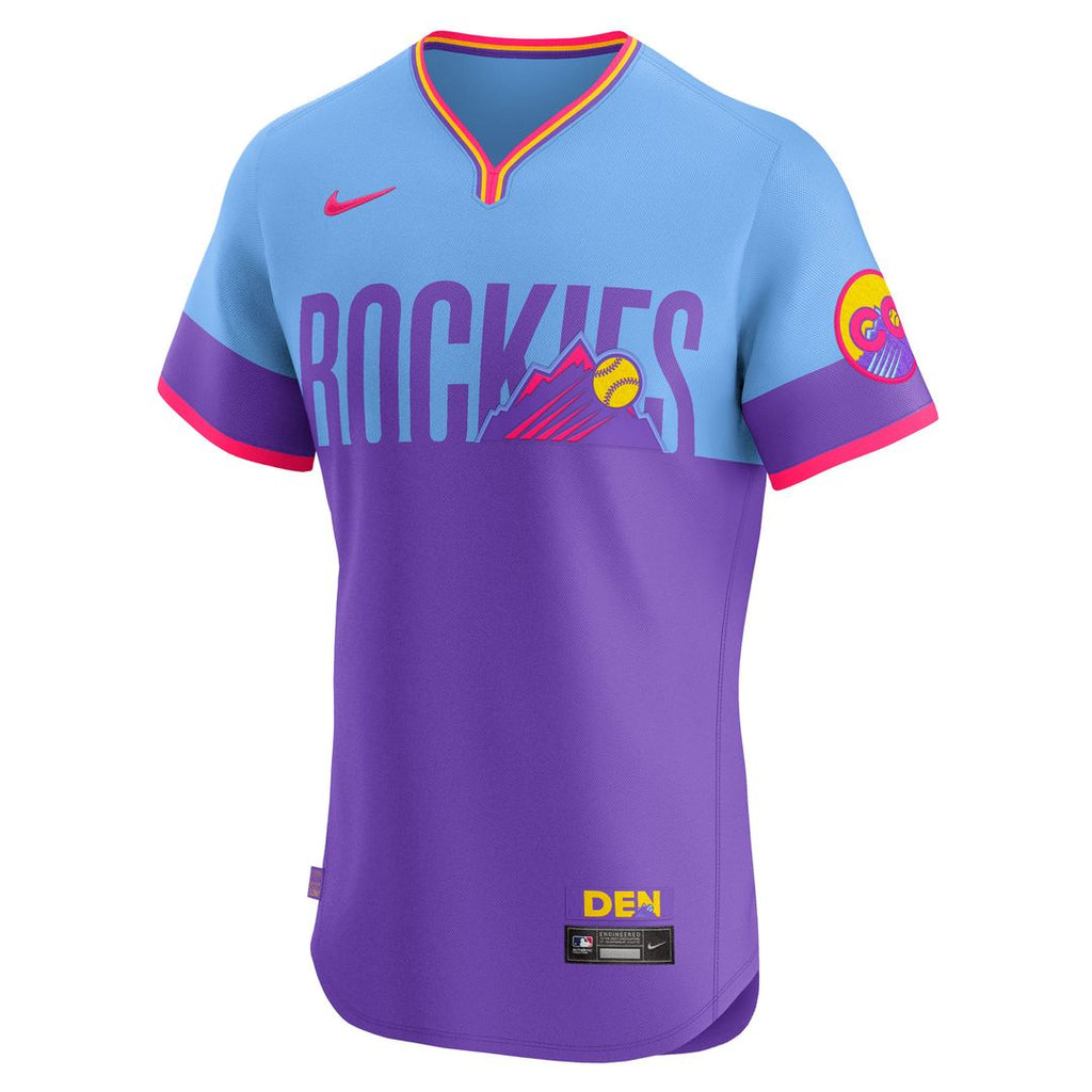 Colorado Rockies Nike 2025 City Connect Elite Jersey - Purple Official MLB Team Apparel Baseball Fan Gear
