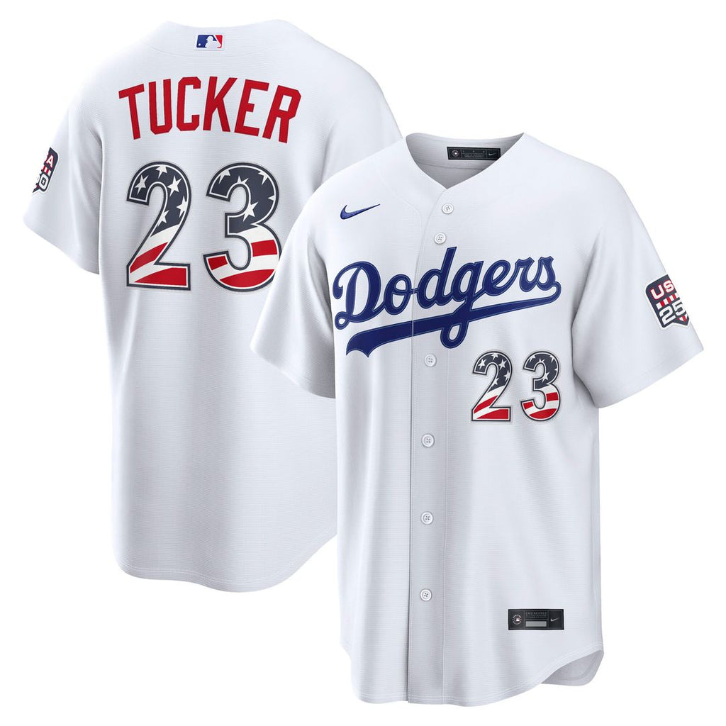 Kyle Tucker Los Angeles Dodgers Nike USA 250 Fourth of July Home Stadium Jersey - White Official MLB Team Apparel Baseball Fan Gear