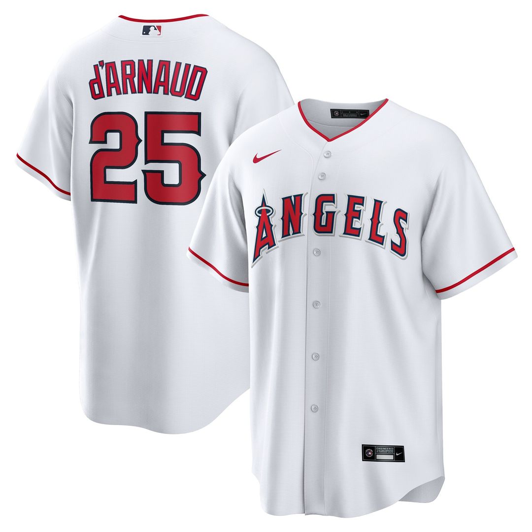 Travis d'Arnaud Los Angeles Angels Nike Home Replica Jersey - White Official MLB Team Apparel Baseball Fan Gear