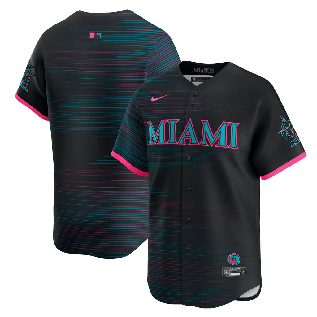 Miami Marlins Nike 2025 City Connect Limited Jersey - Black Official MLB Team Apparel Baseball Fan Gear