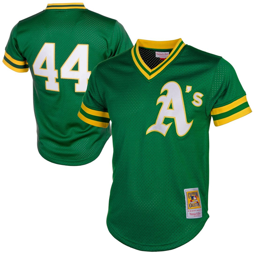 Reggie Jackson Athletics Mitchell & Ness Authentic Batting Practice Jersey - Green Official MLB Team Apparel Baseball Fan Gear