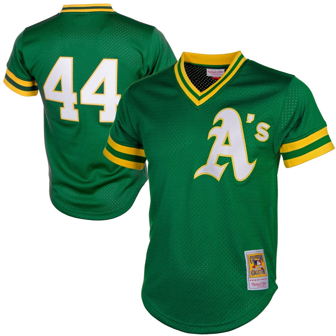 Reggie Jackson Athletics Mitchell & Ness Authentic Batting Practice Jersey - Green Official MLB Team Apparel Baseball Fan Gear