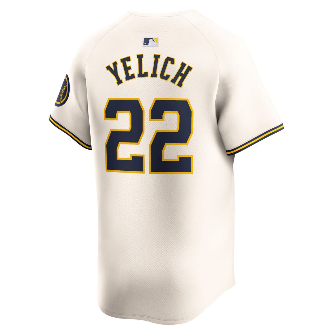 Christian Yelich Milwaukee Brewers Nike Home Limited Player Jersey - Cream Official MLB Team Apparel Baseball Fan Gear