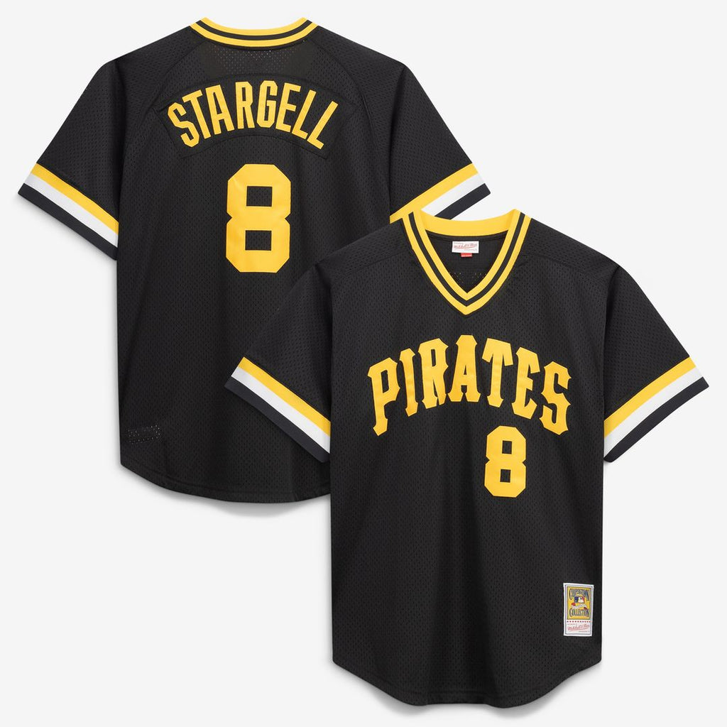 Willie Stargell Pittsburgh Pirates Mitchell & Ness Cooperstown Collection Big & Tall Mesh Batting Practice Jersey - Black Official MLB Team Apparel Ba