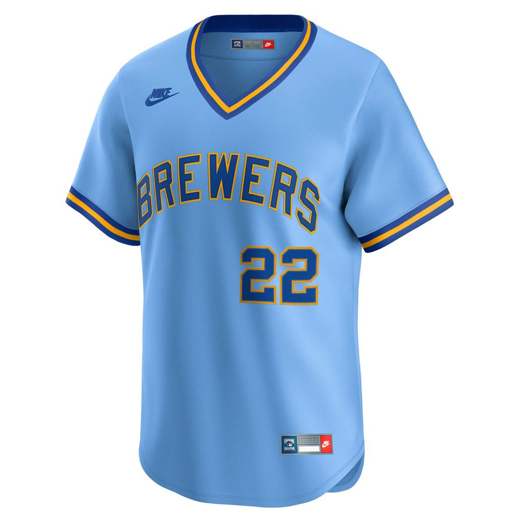 Christian Yelich Milwaukee Brewers Nike Cooperstown Collection Limited Jersey - Powder Blue Official MLB Team Apparel Baseball Fan Gear