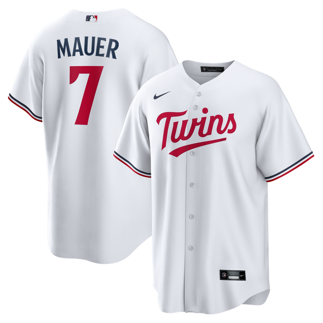 Joe Mauer Minnesota Twins Nike Home Retired Player Replica Jersey - White Official MLB Team Apparel Baseball Fan Gear