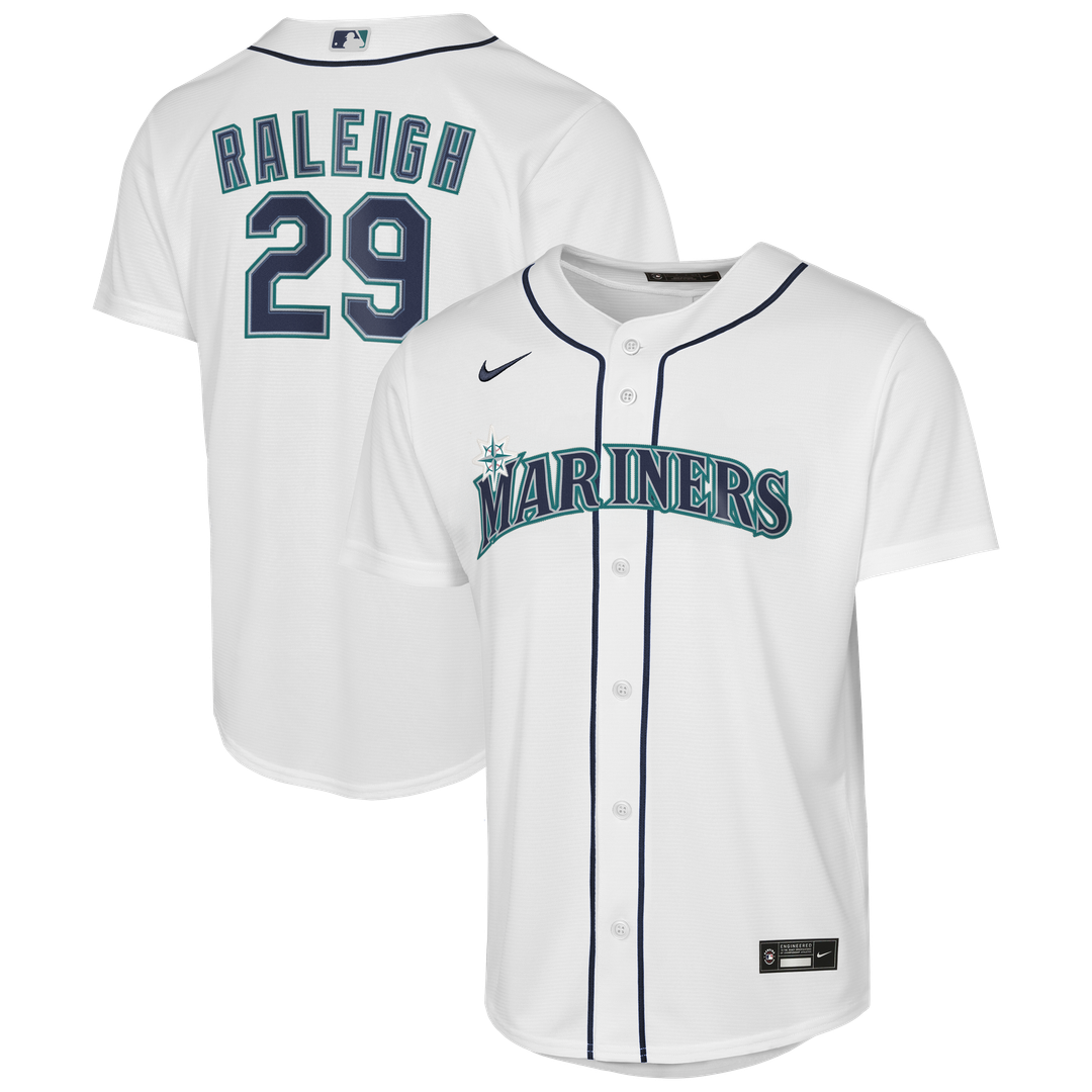 Cal Raleigh Seattle Mariners Nike Youth Home Baseline Jersey - White Official MLB Team Apparel Baseball Fan Gear