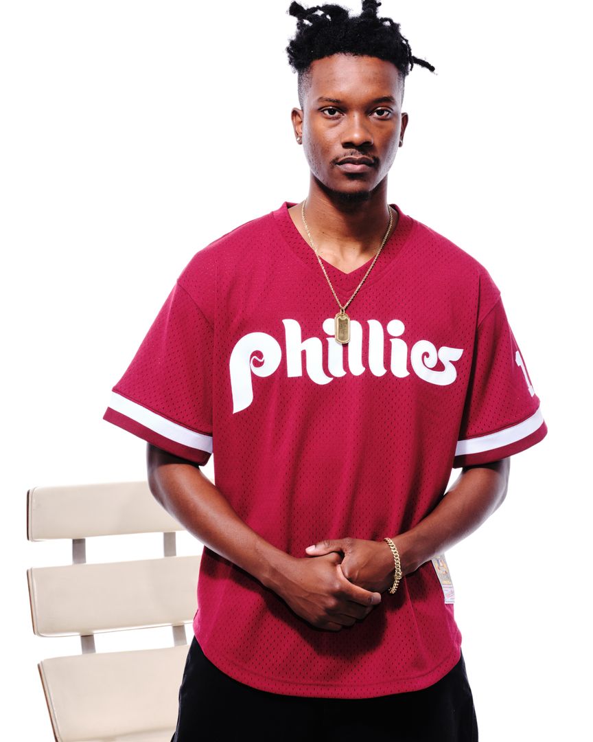 John Kruk Philadelphia Phillies Mitchell & Ness Big & Tall Cooperstown Collection Mesh Batting Practice Jersey - Burgundy Official MLB Team Apparel Ba