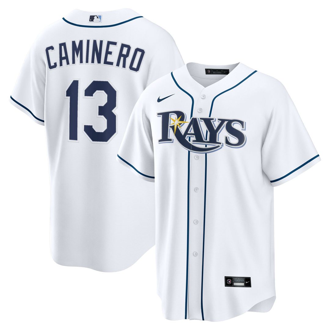 Junior Caminero Tampa Bay Rays Nike Home Replica Jersey - White Official MLB Team Apparel Baseball Fan Gear