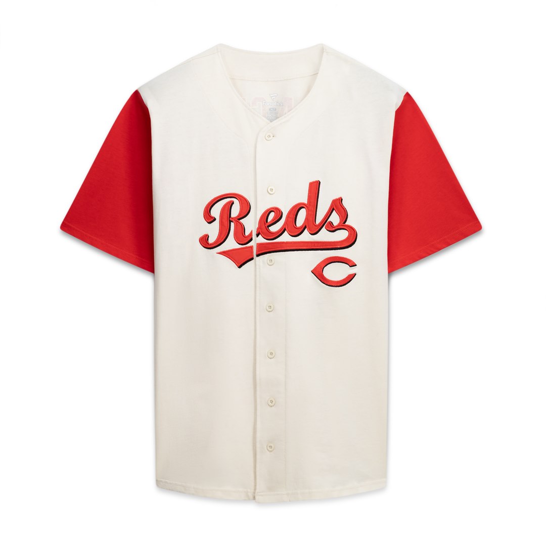 Cincinnati Reds Profile Big & Tall Two-Color Fashion Jersey - Cream/Red Official MLB Team Apparel Baseball Fan Gear