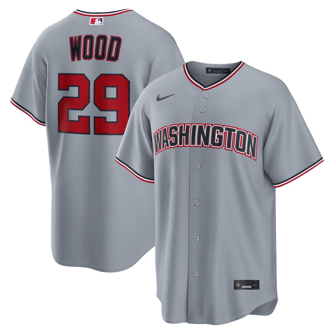 James Wood Washington Nationals Nike Road Replica Jersey - Gray Official MLB Team Apparel Baseball Fan Gear