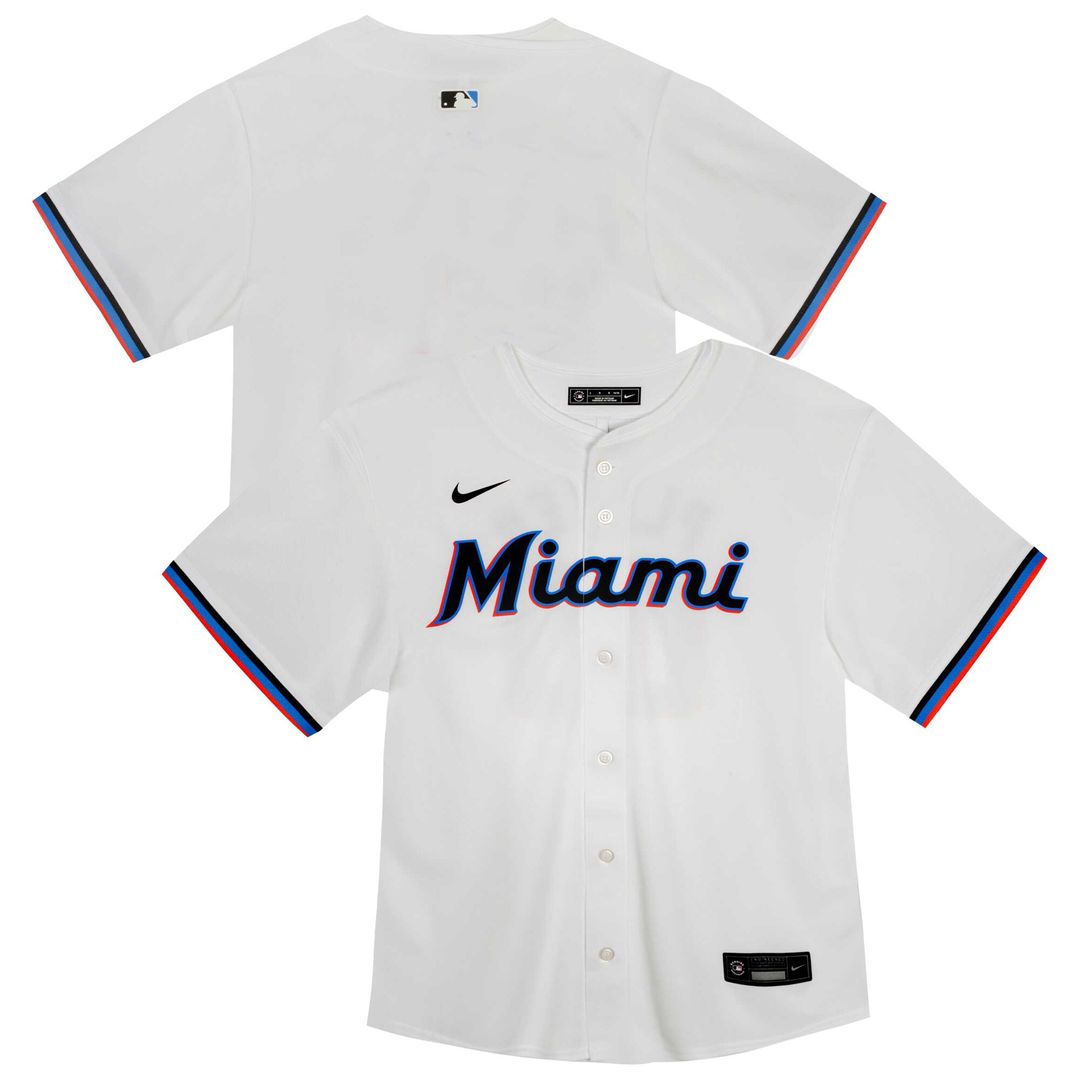 Miami Marlins Nike Youth Home Game Jersey - White Official MLB Team Apparel Baseball Fan Gear