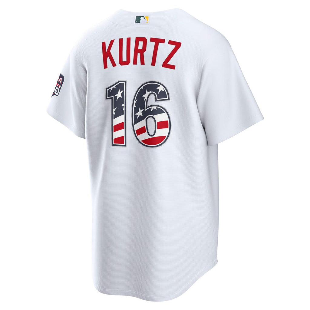 Nick Kurtz Athletics Nike USA 250 Fourth of July Home Stadium Jersey - White Official MLB Team Apparel Baseball Fan Gear