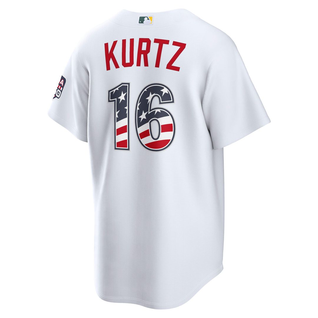 Nick Kurtz Athletics Nike USA 250 Fourth of July Home Stadium Jersey - White Official MLB Team Apparel Baseball Fan Gear