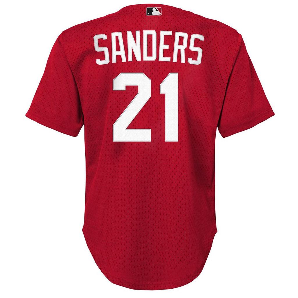Deion Sanders Cincinnati Reds Mitchell & Ness Youth Cooperstown Mesh Batting Practice Jersey - Red Official MLB Team Apparel Baseball Fan Gear