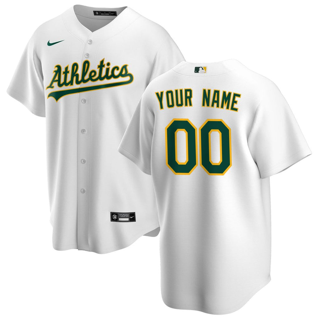 Athletics Nike Home Replica Custom Jersey - White Official MLB Team Apparel Baseball Fan Gear