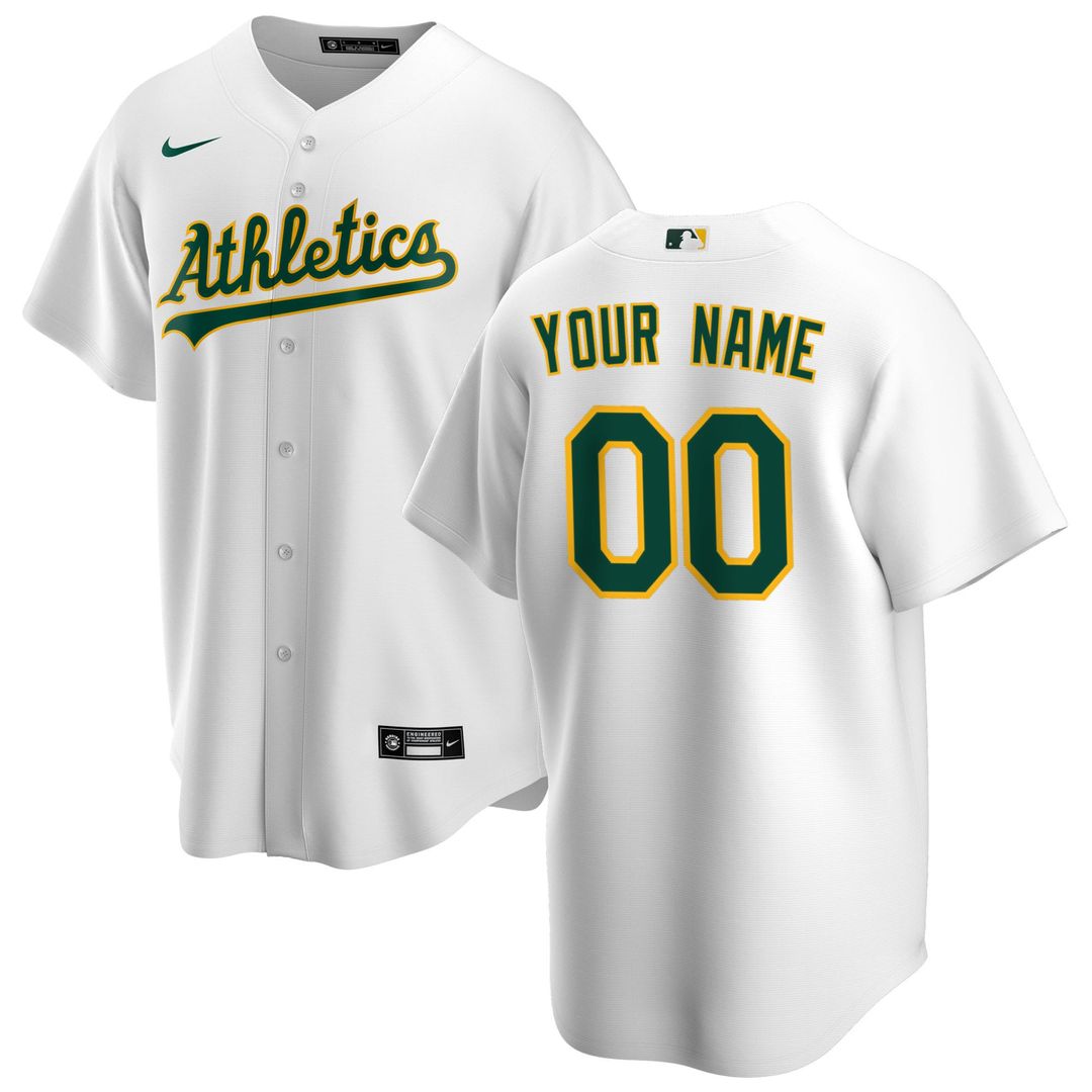 Athletics Nike Home Replica Custom Jersey - White Official MLB Team Apparel Baseball Fan Gear