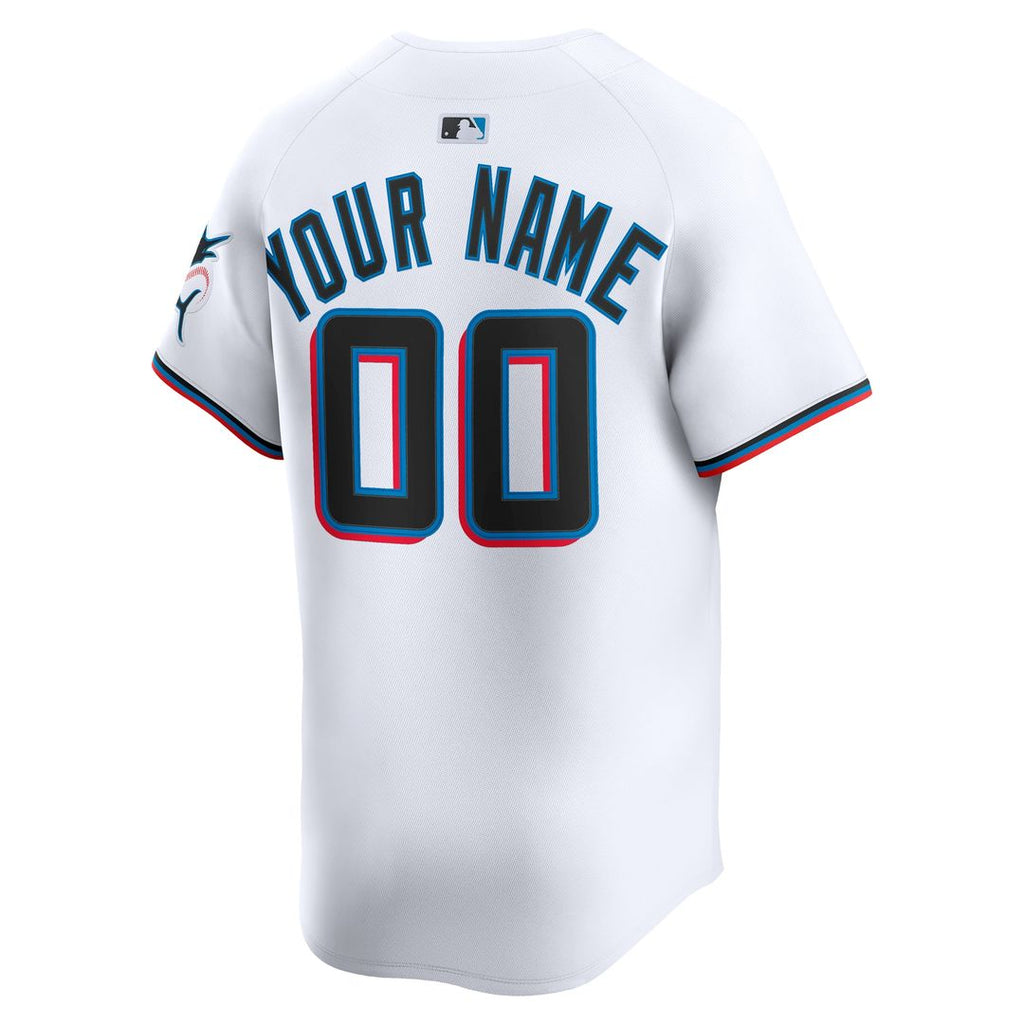 Miami Marlins Nike Home Limited Custom Jersey - White Official MLB Team Apparel Baseball Fan Gear